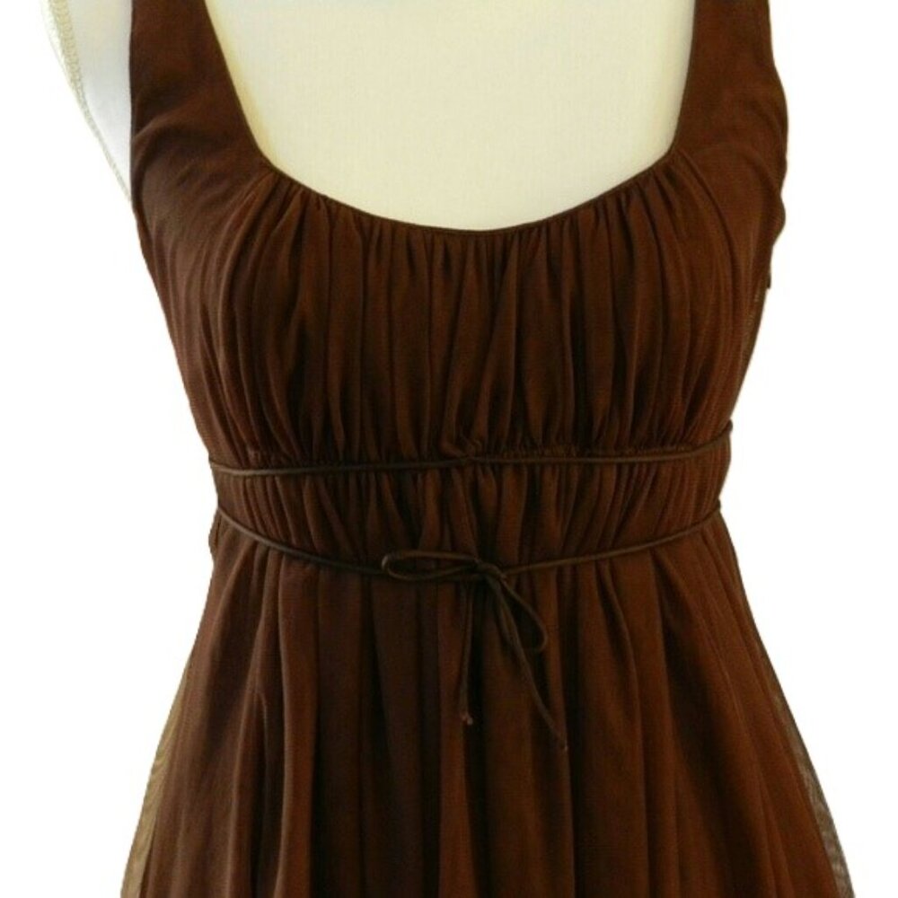 Anthropologie Moulinette Soeurs Brown Tulle Pleated Sleeveless Dress Size 12 NWT - Picture 11 of 13